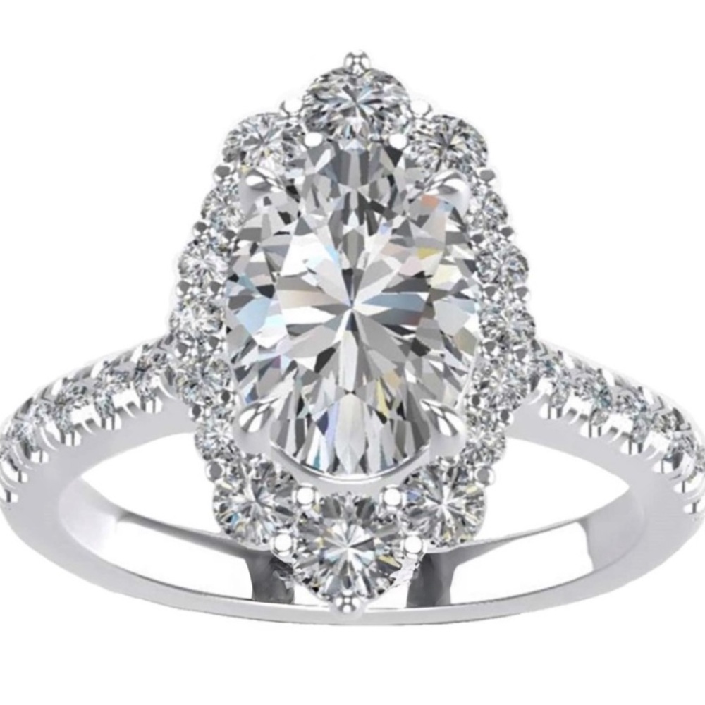 18k Certified 4 cttw Marquis Vintage Diamond Moissanite Ring